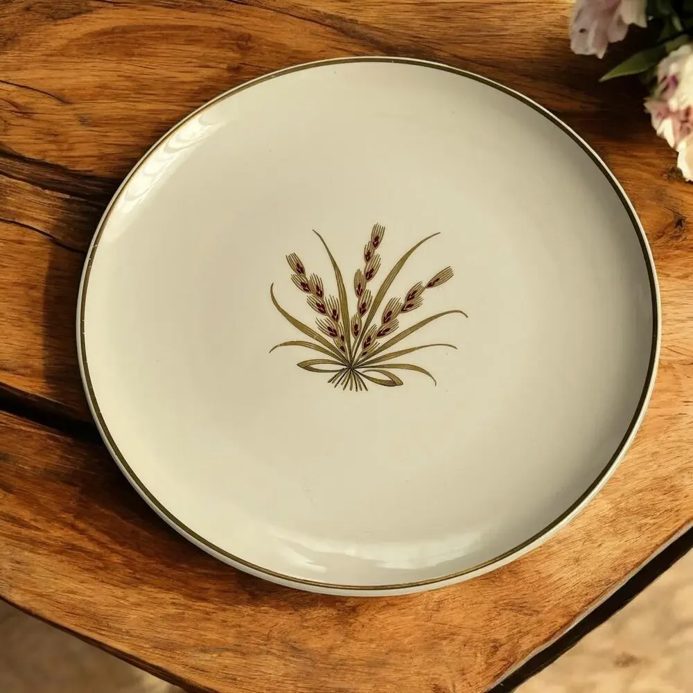 Vtg. Rare Universal Ballerina Gold Wheat Salad Plate Union Made USA 50s Bow Mod